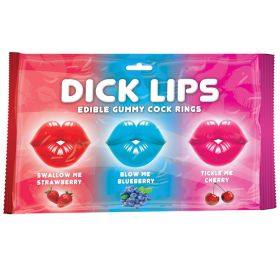 Dick Lips Gummy Cock Rings Assorted 3pk