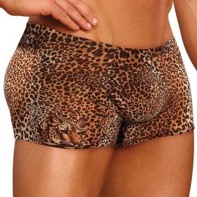 Male Power Animal Pouch Short-Brown Leopard Medium-Boxed